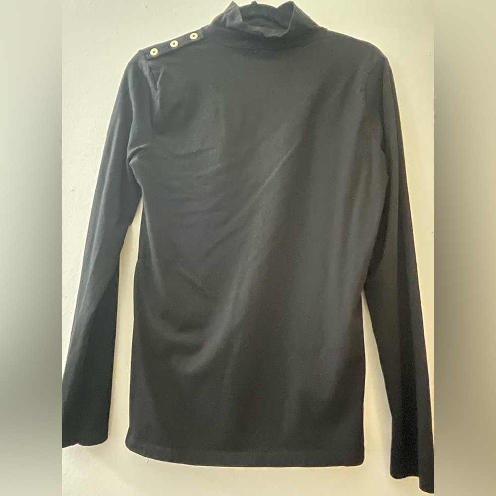 LOFT Black Button-Accent Top
